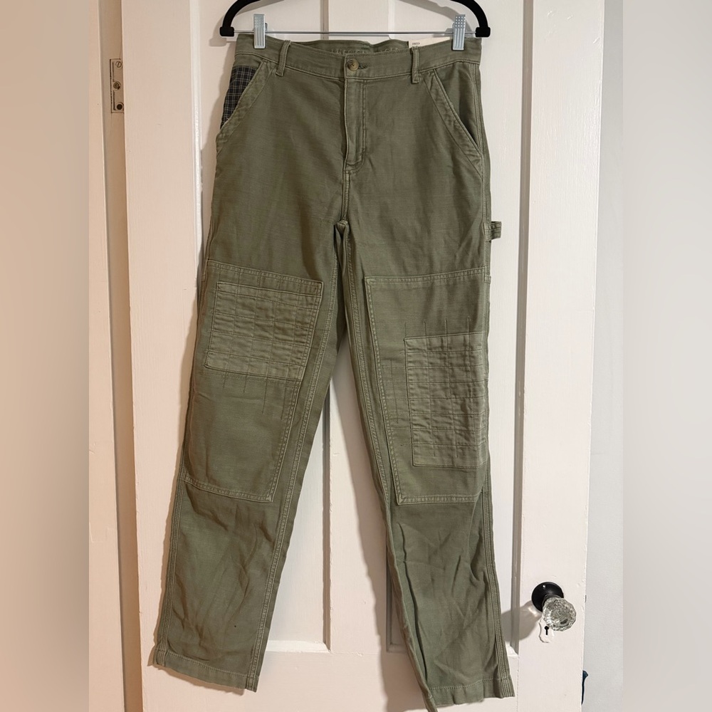 American Eagle 90s straight chinos with Navy Plaid Detail 8